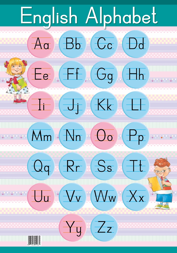 English Alphabet. Образцы письменных букв (настенный плакат). Аверсэв